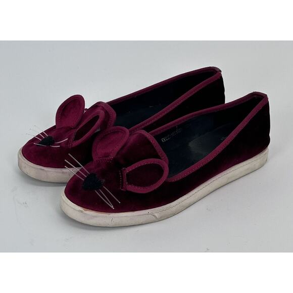 ⭐️ Katie Judith Shoe Flats Burgundy Velvet Mouse Sz 35 - Picture 4 of 10
